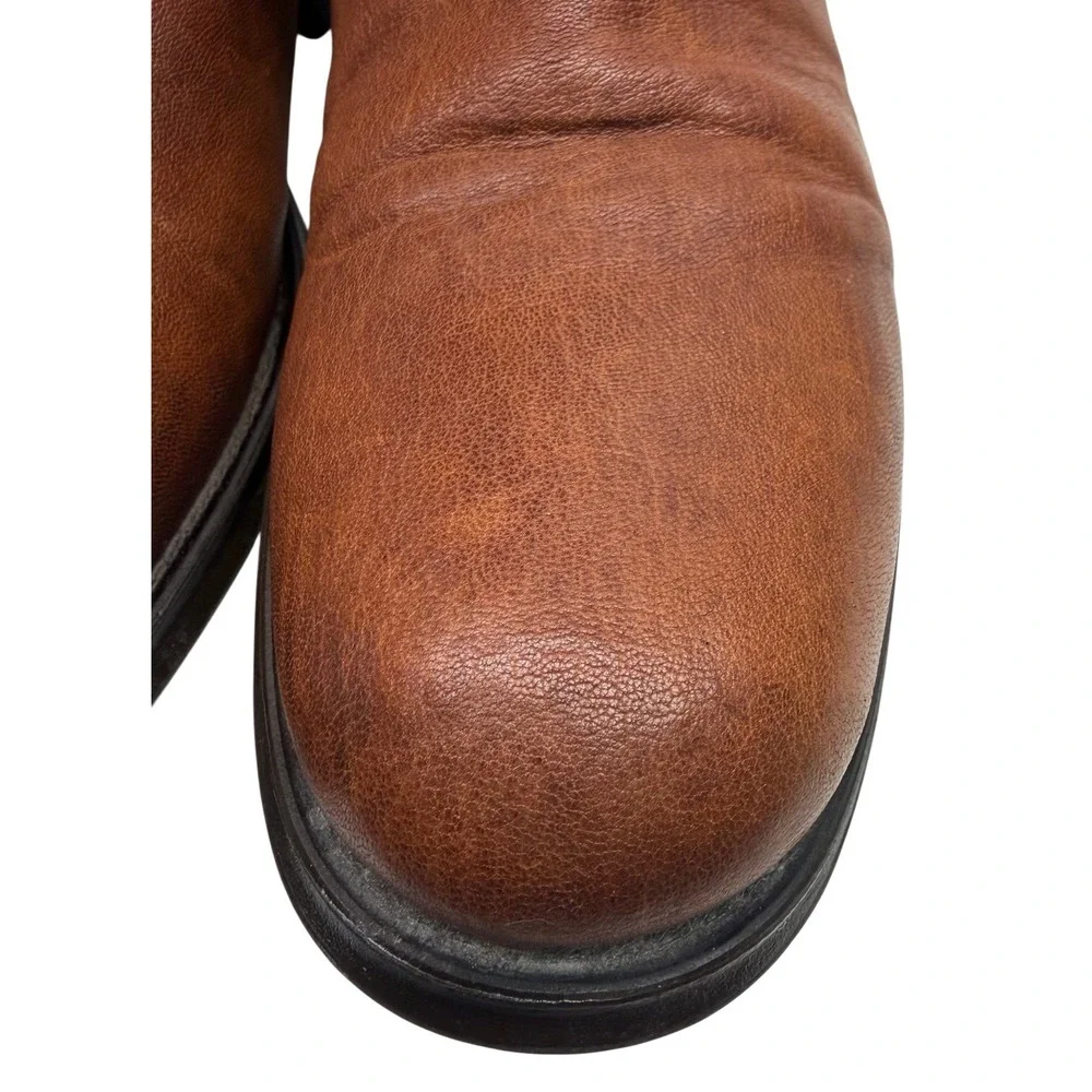 Brown Leather Pull On‎ Cowboy Western Boots Made in Italy Size 8